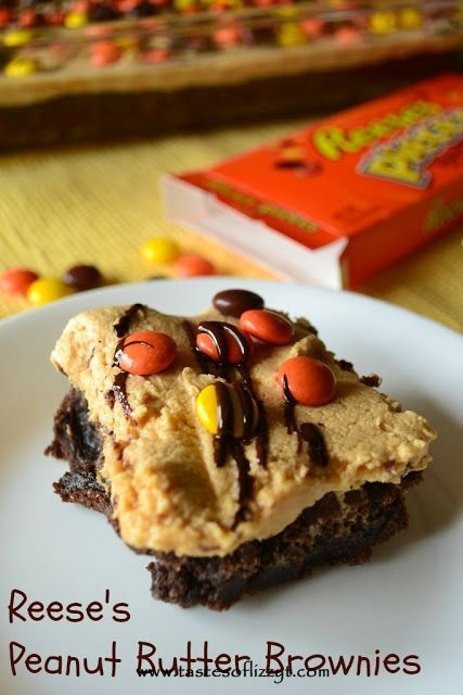 ReeseвЂ™s Peanut Butter Brownies..thick, fudgy brownies with peanut butter frost