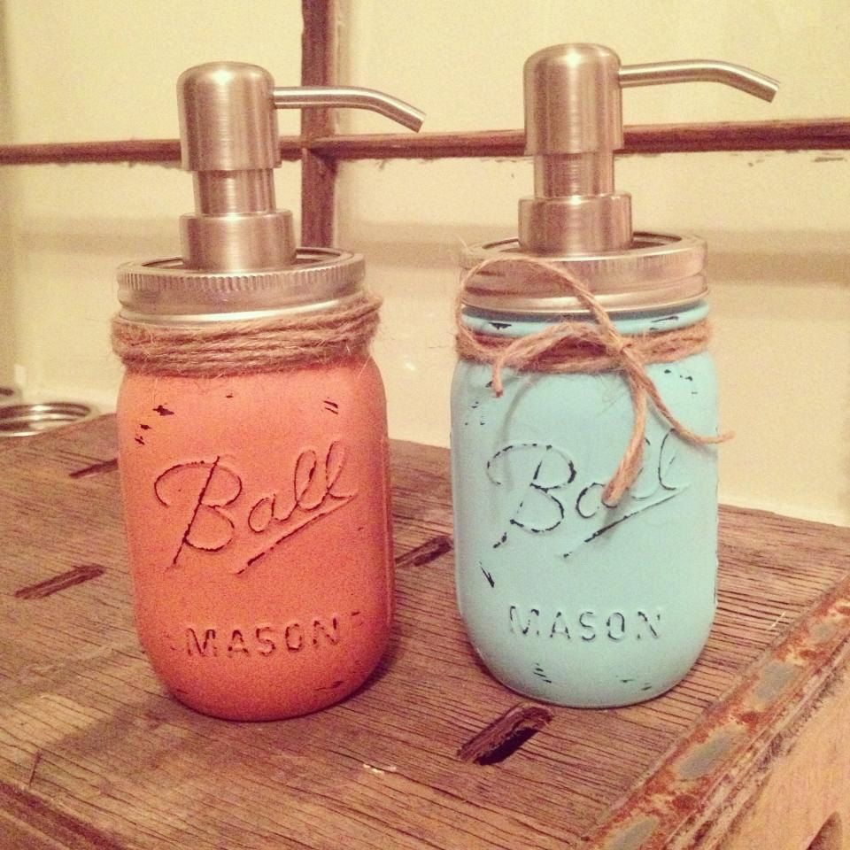 Spray paint mason jars and turn them into soap dispensers!