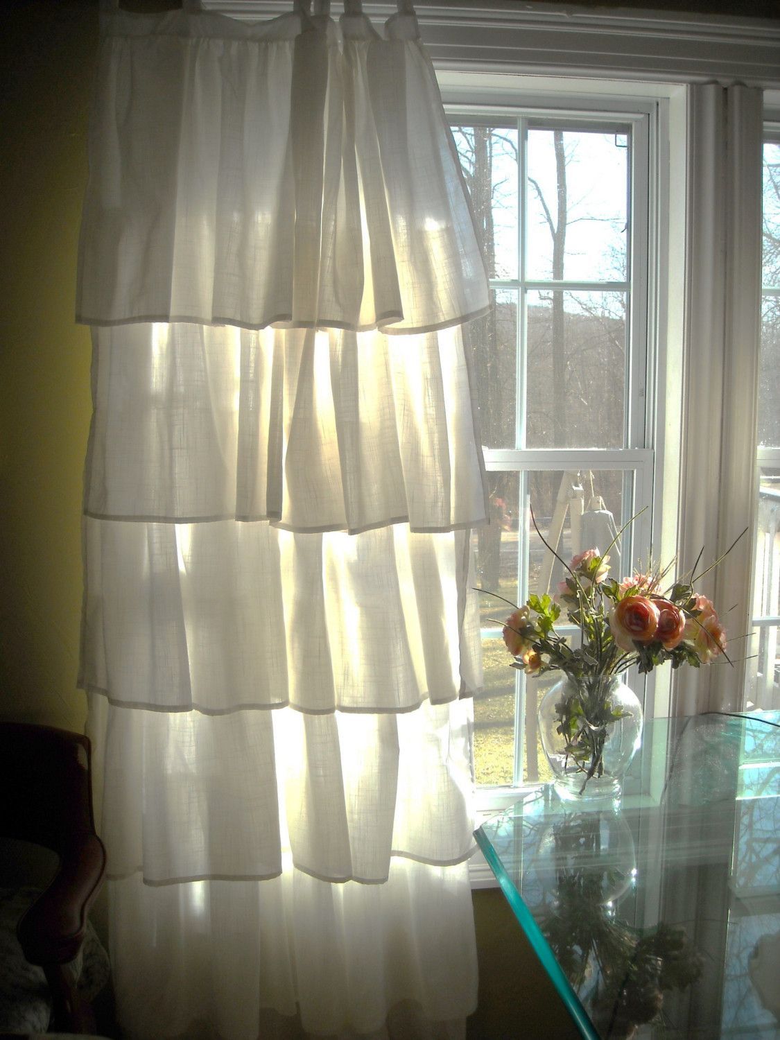 tiered curtains. upcycle some sheets?