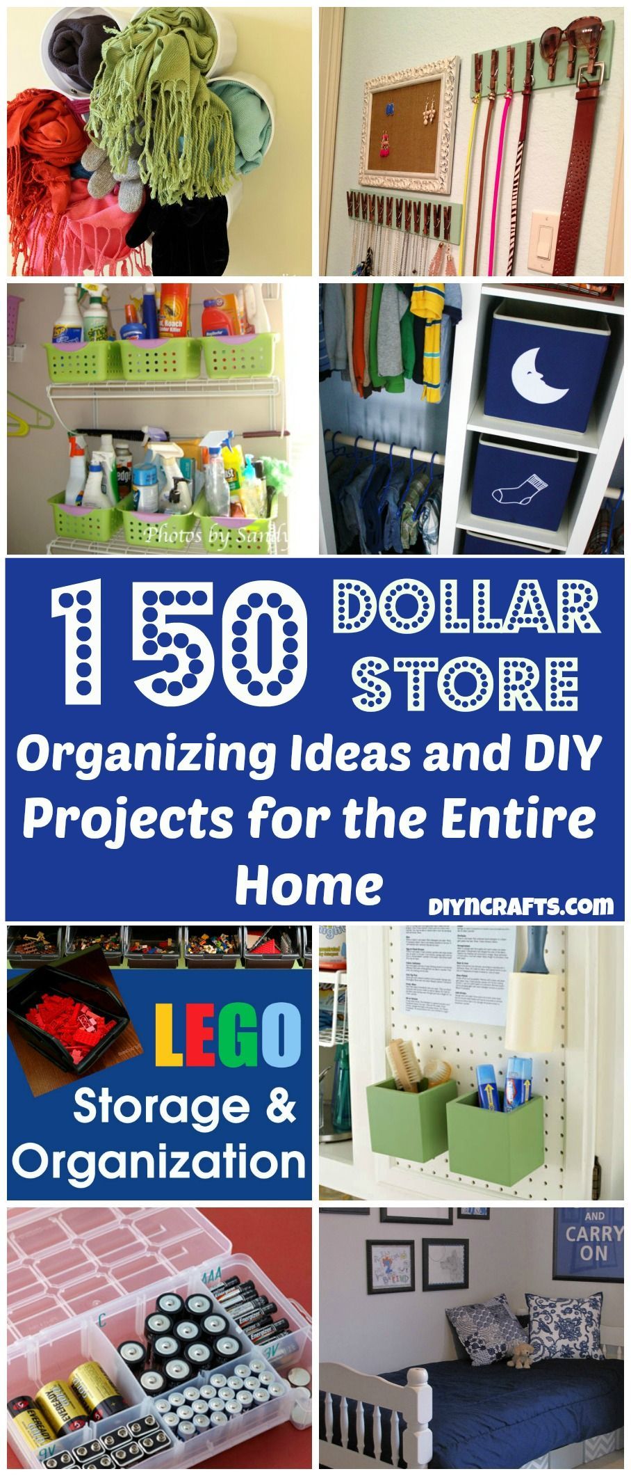 150 ways to organize your entire home using dollar store items! So many remarkab