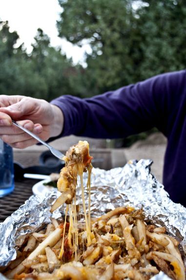 Camping food- Yummy Chili Cheese Fries! Made this for my family this weekend at