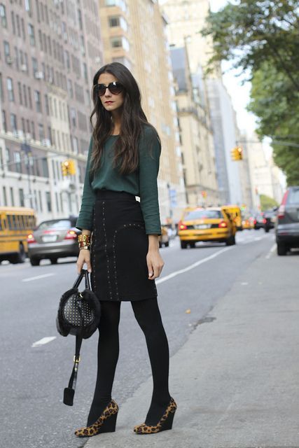 Fancy pencil skirt and simple top