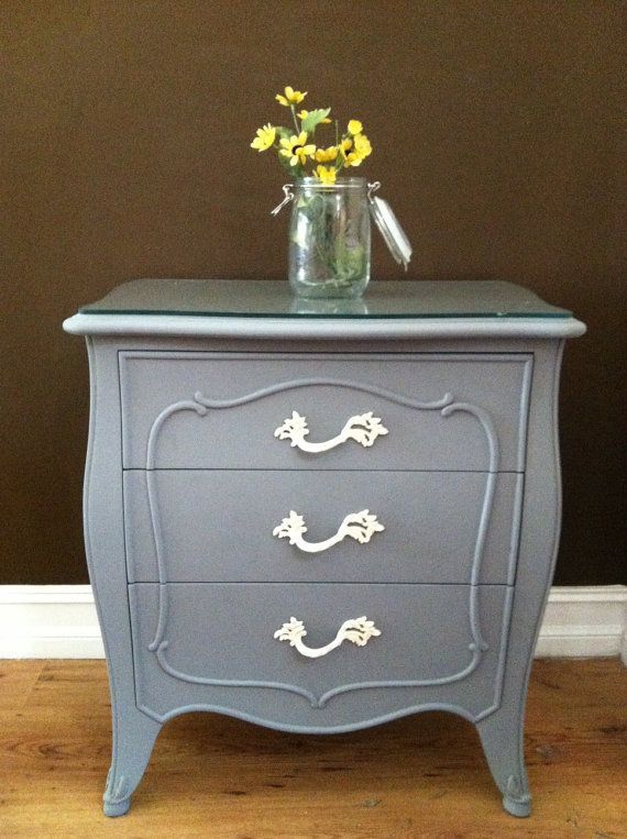 Grey French Provincial nightstands by TheWoodress on Etsy,