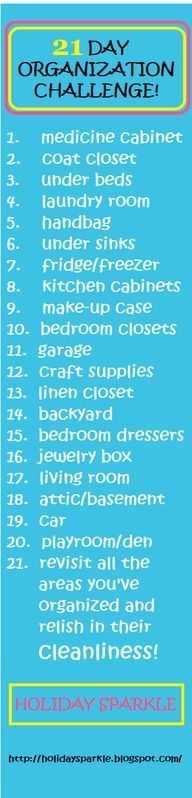 Home Organization Challenge    Organize your entire house in 21 days doing one s