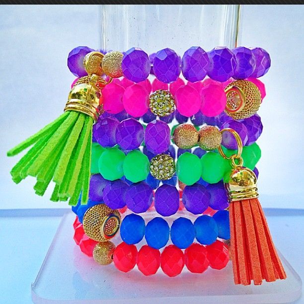 Neon Stack bracelets. jewelry