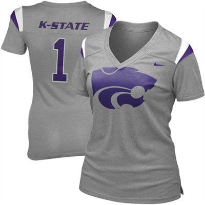 Nike Kansas State Wildcats Ladies Replica Football Premium T-Shirt – Gray