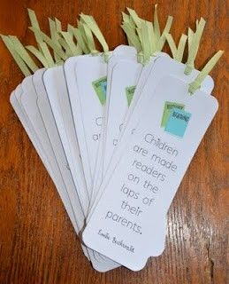 Open House idea – bookmarks for parents Make one with website ideas for math, re
