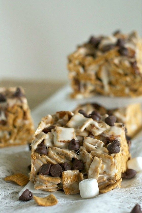 Smores: Like rice krispie treats but made with golden grahams and mini chocolate