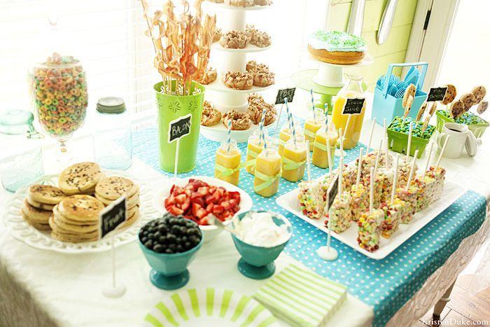 Breakfast party serving table