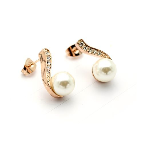 Charming Drop Ivory Freshwater Pearl  Post Back Earrings