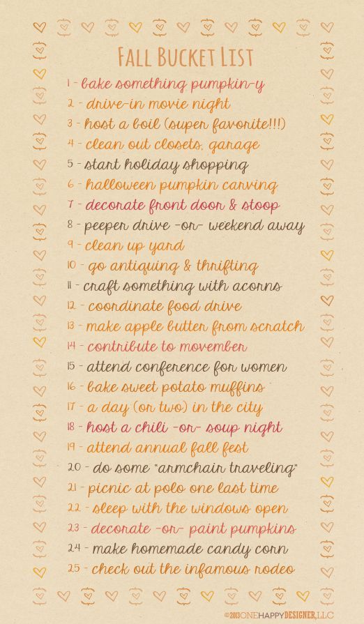 Fall Bucket List 2013…I dont know what all of these even are, but I really lik