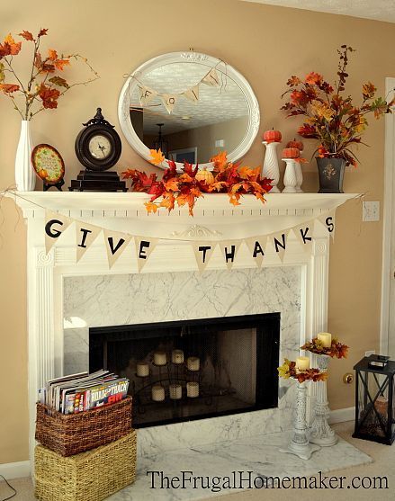 Fall Mantel Inspiration! Give Thanks! Going to have to do this!! Super cozy!!