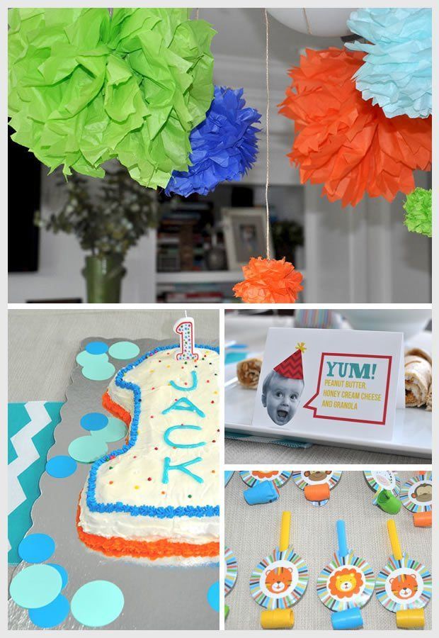 Great orange and blue theme ideas – Baby Boy First Birthday Party