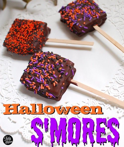 Halloween smores on a stick, fun for a classroom party treat