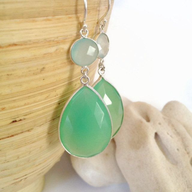 Lime and Aqua Earrings, Large Statement Earrings, Fall Fashion by Aina Kai