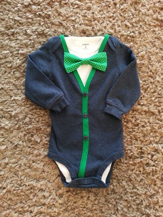 Navy Blue Baby Boy Cardigan Onesie with 2 by LinzyDawnDesigns, $30.00