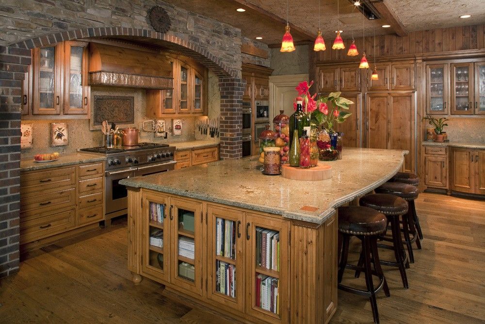 Nice modern yet rustic kitchen with large island!