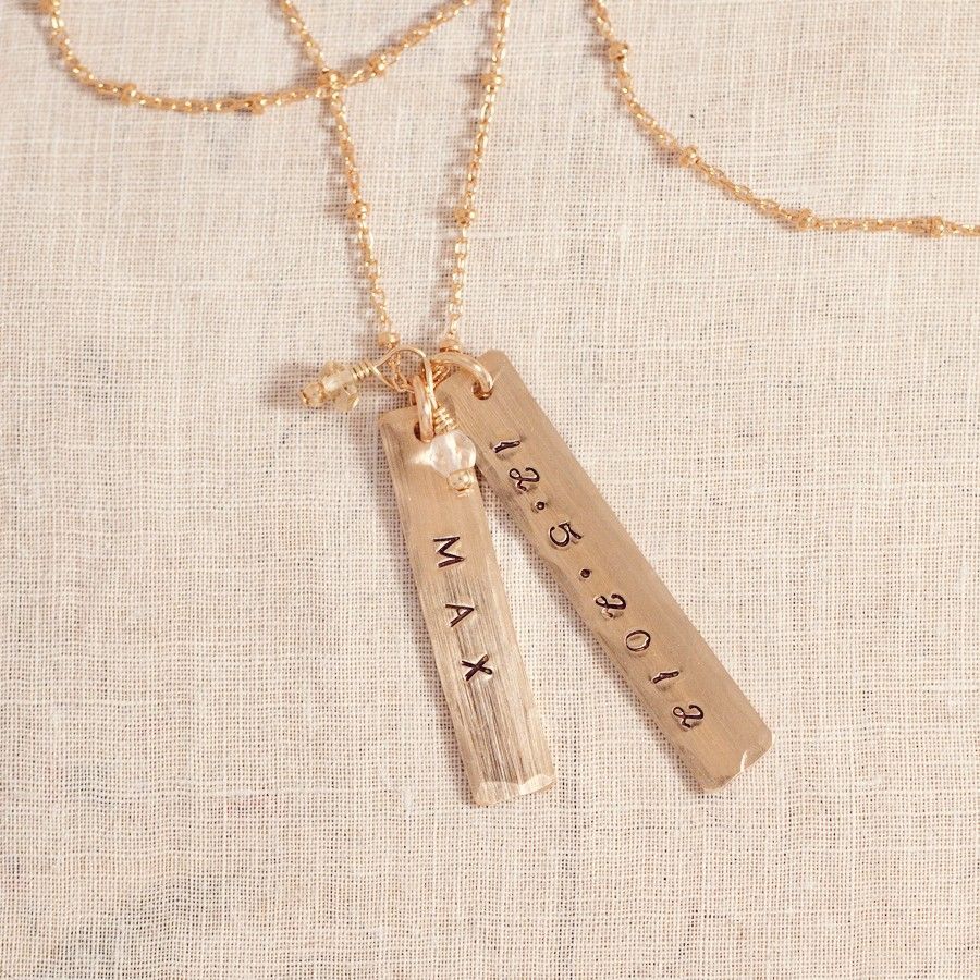 Personalized Gold Tag Necklace – push present!