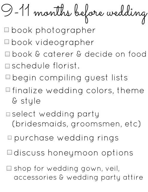 Wedding Planning Checklists – 9-11 months