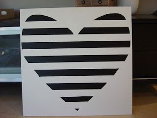 Black and white striped heart canvas DIY