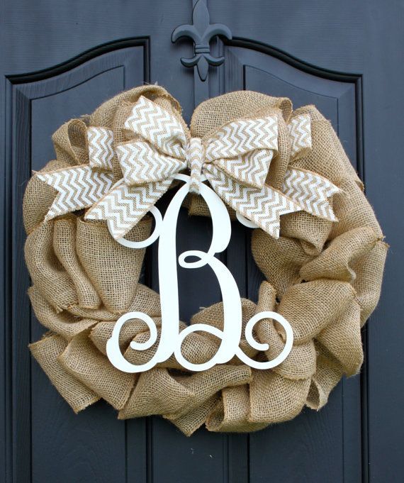 Burlap Wreath – Etsy Wreath – Summer wreaths for door  – Door Wreath – Monogram