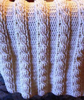 Cable knit crochet blanket