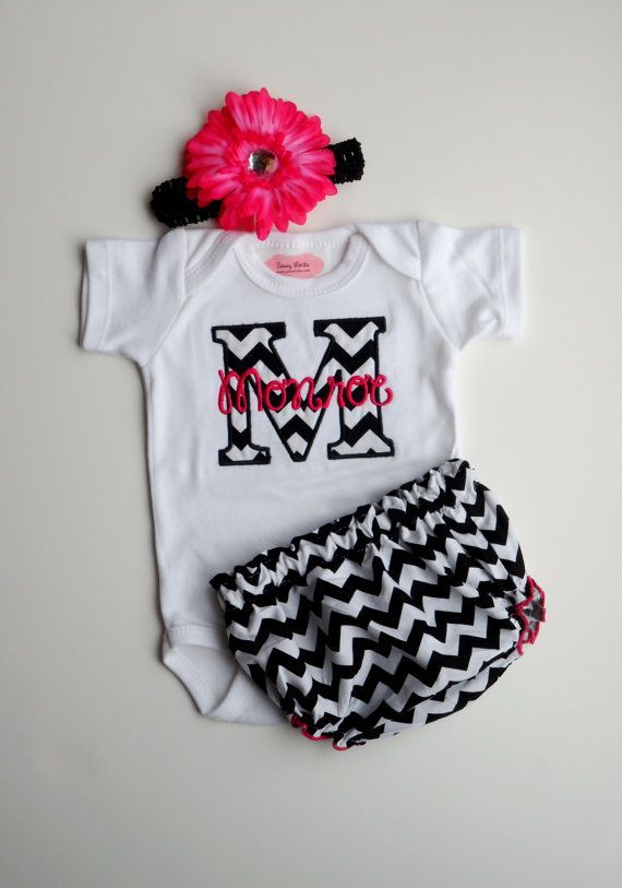 Chevron Personalized Baby Girl Clothes Newborn Gril by LilMamas, $36.90