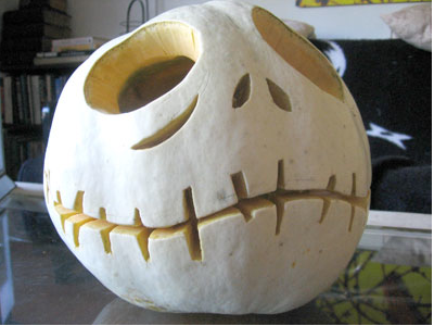 cool white pumpkin jack-o-lantern carving idea