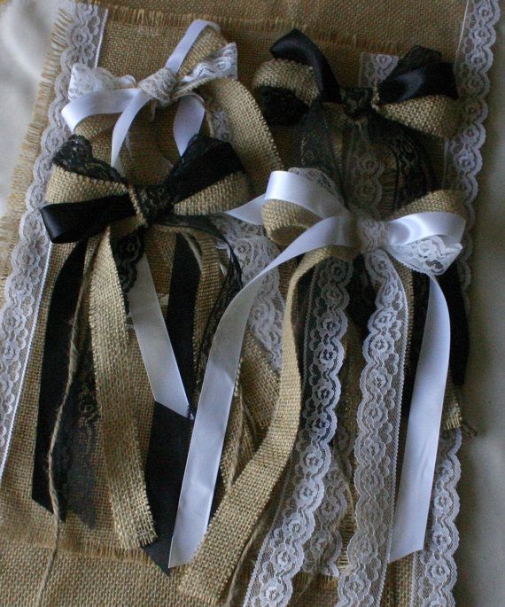 Country wedding decorative fabric bows 5 for 25 by Bannerbanquet, $25.00