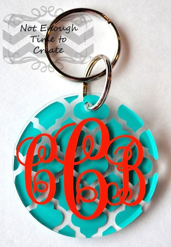 Custom Acrylic Monogram Keychains $6…thinking about getting some of these to p