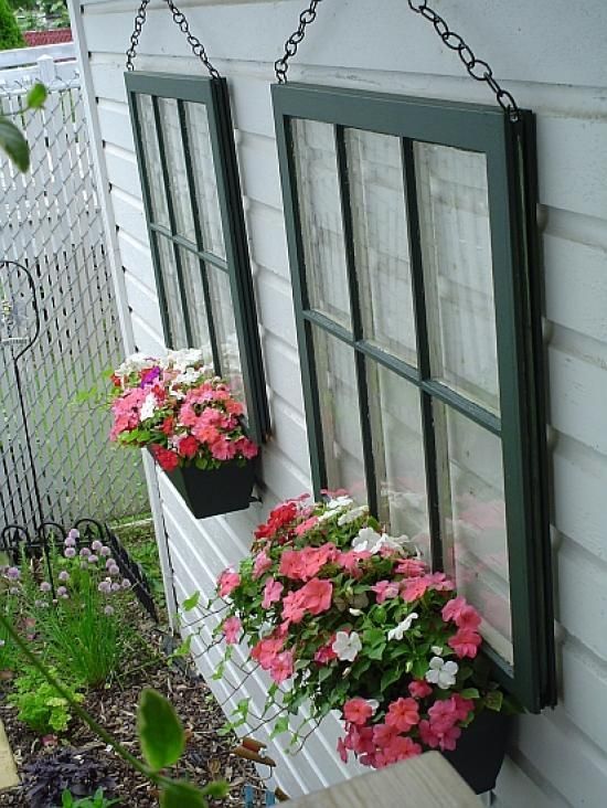 DIY-Window Planters!!~T~ Love what she did with these old windows, come chain an
