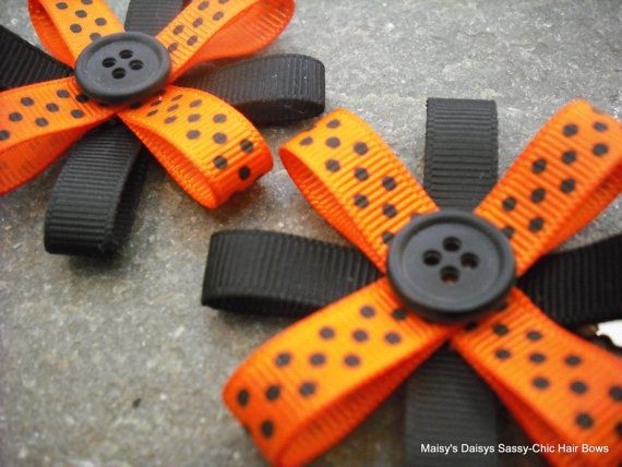 Halloween Hair Bows by SassyChicHairBows on Etsy, $9.95