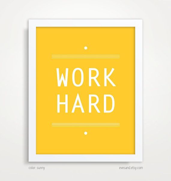 Work Hard Print, Typography Poster, Inspirational Quote Art, Motivational Poster