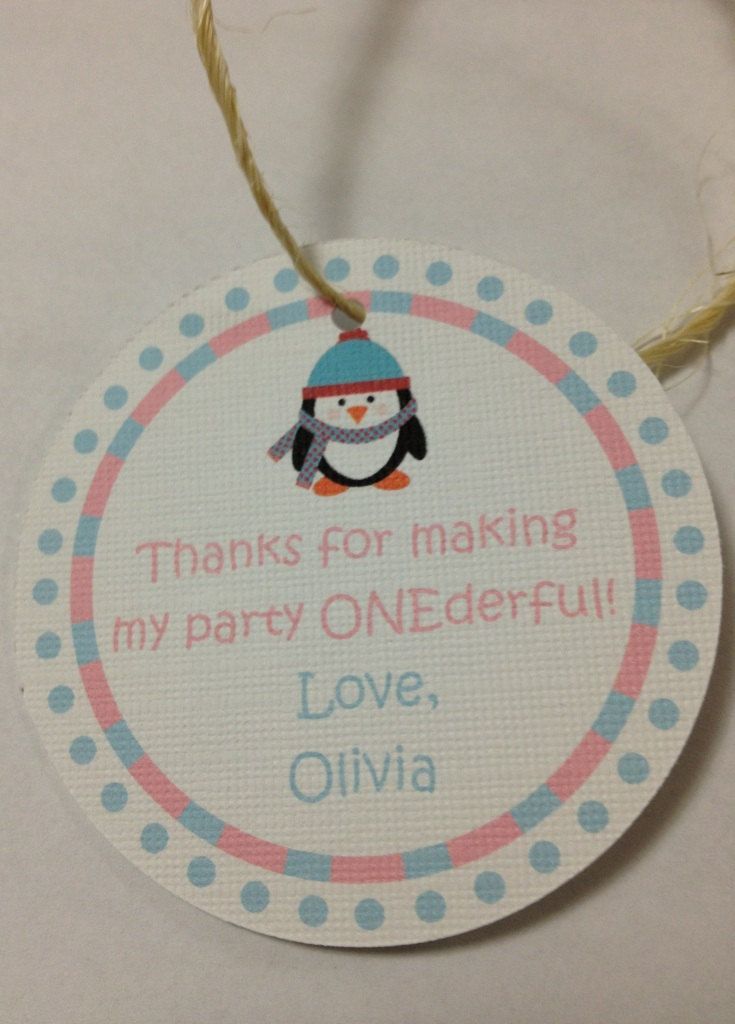Birthday Party Favor Tags (12) – Pink Winter ONEderland.