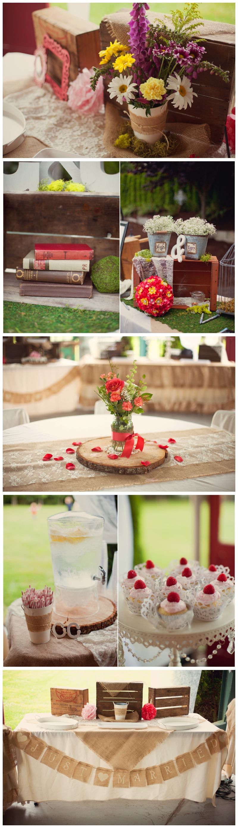 Burlap + Lace+ Coral outdoor summer wedding