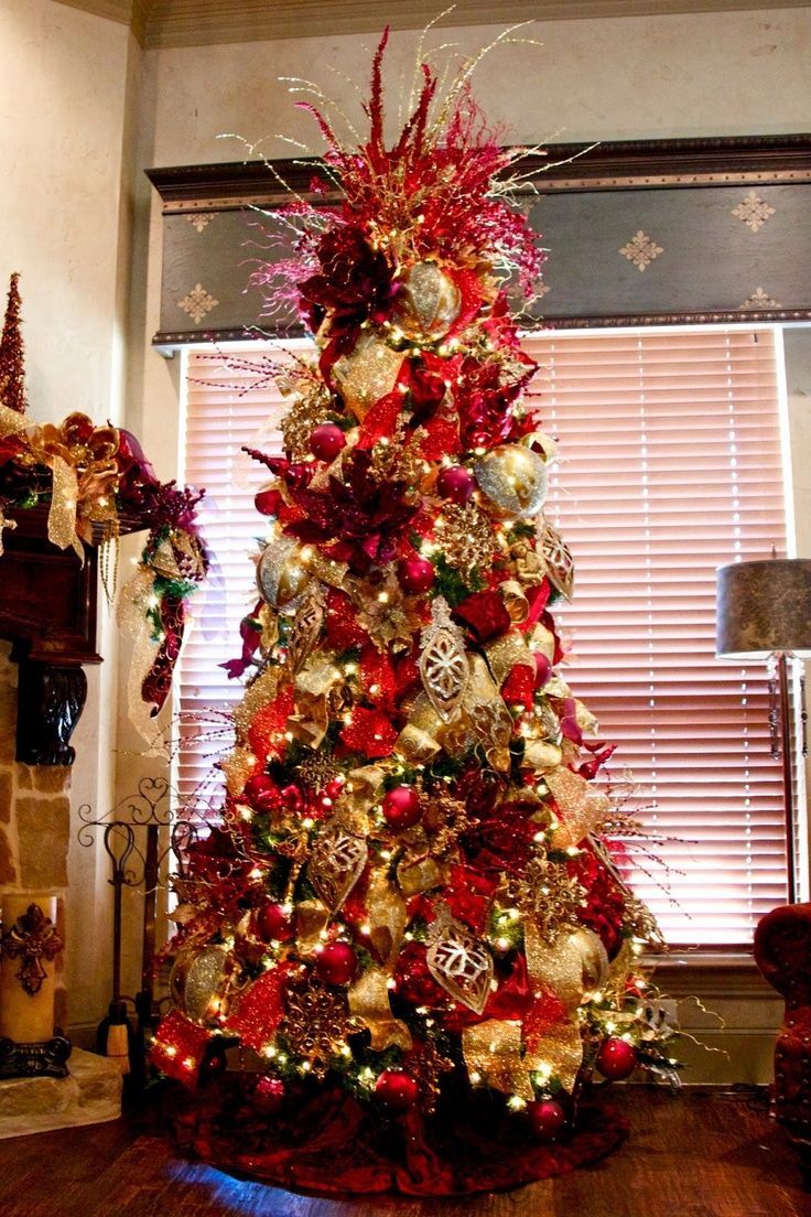 Elegant+Decorated+Christmas+Trees | Red and gold elegant Christmas tree | Christ