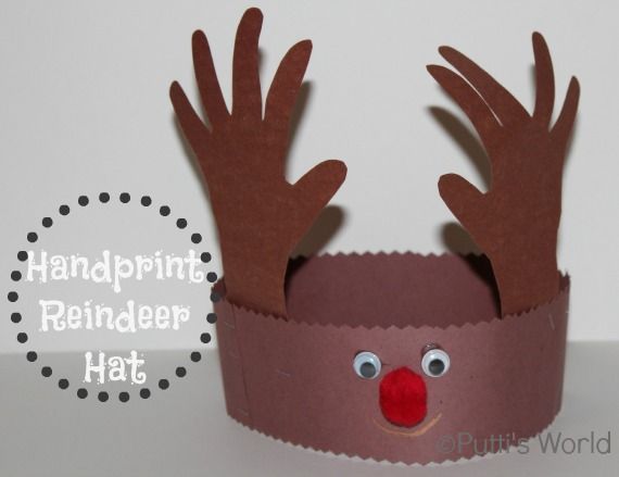 Handprint Reindeer Hat Crown Christmas Kids craft