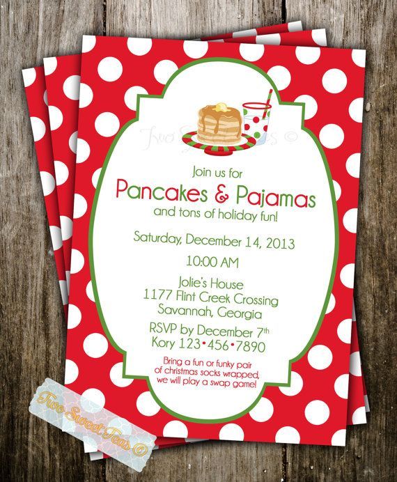 Pancakes and Pajamas Invitation Christmas Holiday by 2SweetTeas, $16.00 Love thi