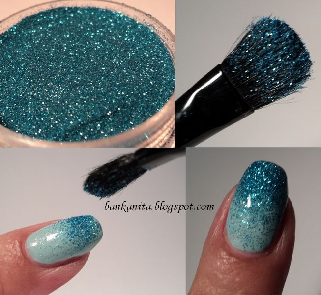 Step by step: Glitter nails   1. add a basic color – let it dry  2. add second c