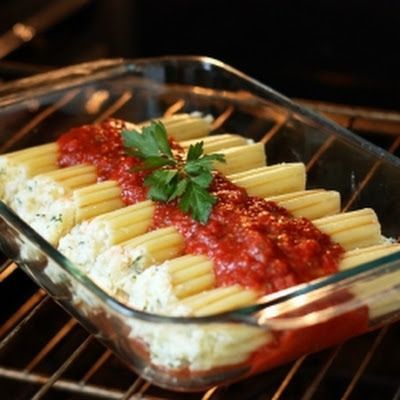 Three Cheese Manicotti. Tried it. Really easy and yummy. Domo was singing opera
