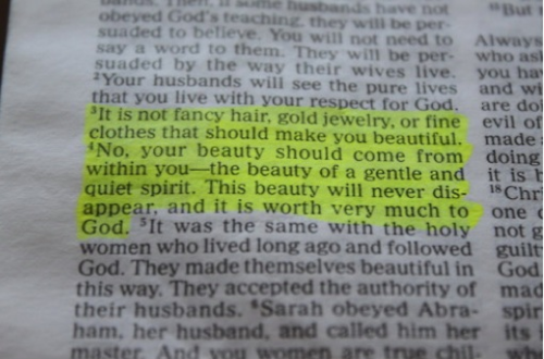 1 Peter 3:3-4. Every girl should read this.