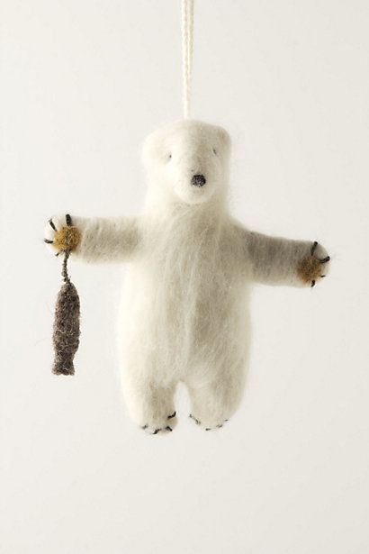 Anthropologie  Felted Polar Bear Ornament