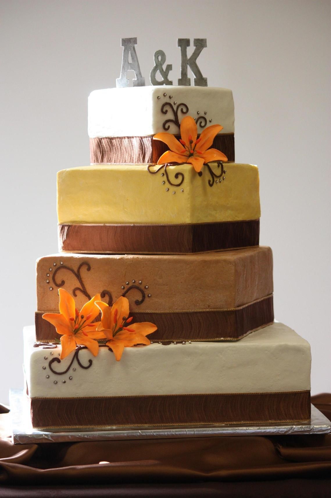 Autumn Twist – October wedding featuring white, lemon, pumpkin, & chocolate cake