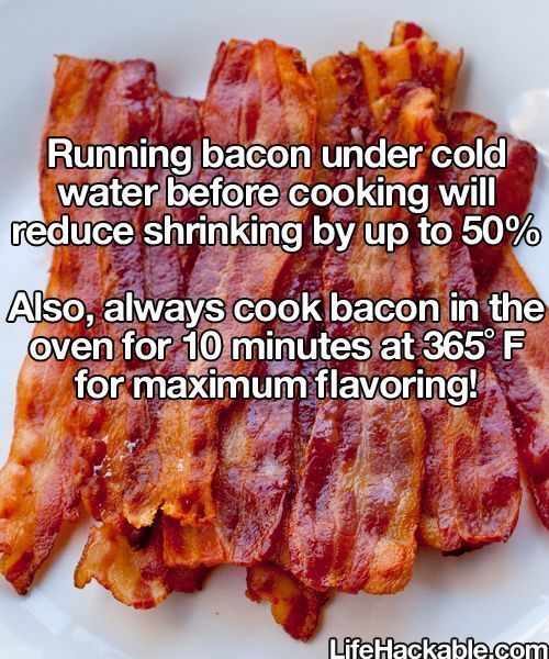 Bacon hack …..yum..Not sure if this is true but I may try it very soon.