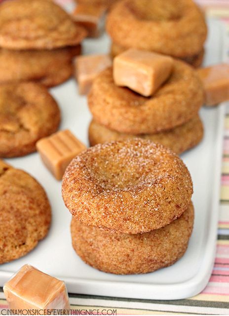 Caramel Stuffed Pumpkin Cookies {yum} I would totally cheat with store bought do