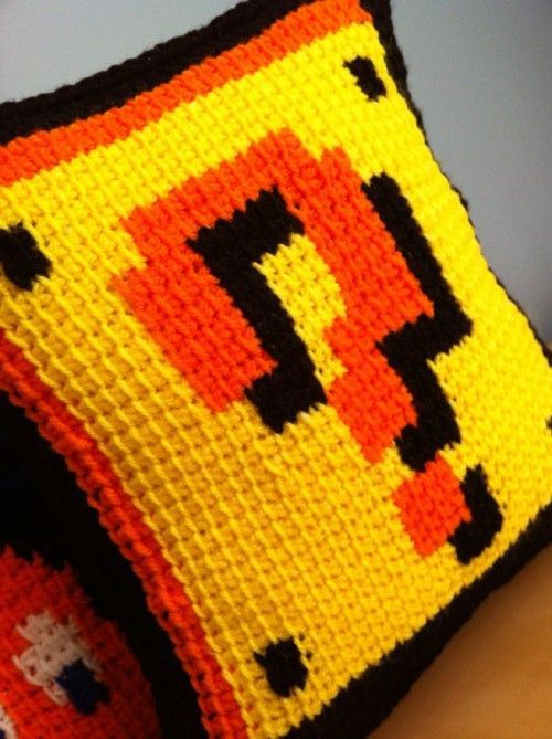 Definitely on the to-do list… when I learn needle crafts! Crocheted mario bloc