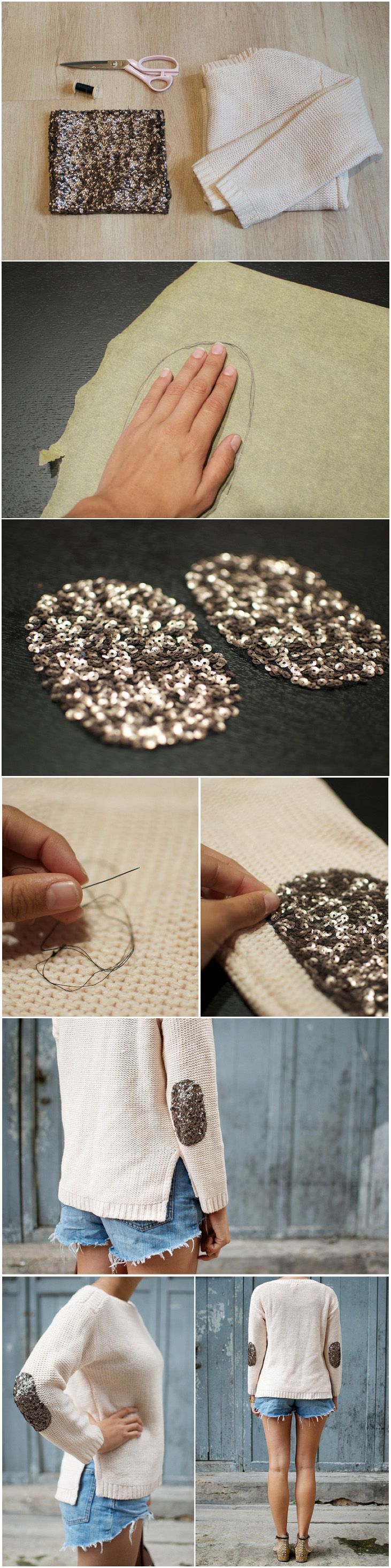 sequin elbow patches