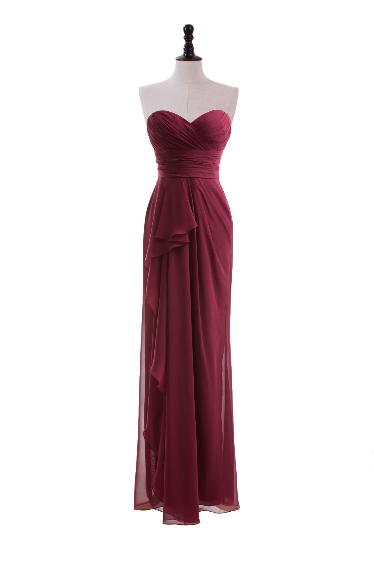 Sweetheart Chiffon Dress with Side-Draped Skirt