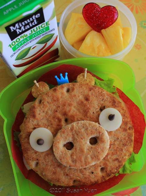 What a neat idea to get the kiddos to eat healthy. Angry Bird’s Pig.