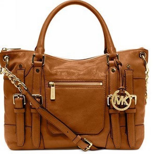 [$78.99]Michael Kors Leigh Large Brown Satchels